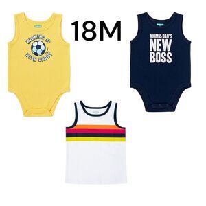 Garanimals Boys Tank One Piece Bodysuit Yellow and Blue with White Tank Size 18M